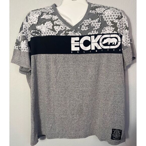 Ecko Unltd Shirt Mens 4XL Graphic Tee Gray White Black T Shirt - Picture 2 of 8